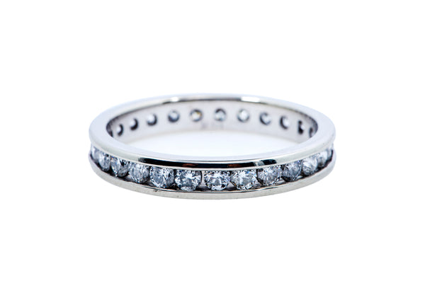 Full Diamond 3.4mm Channel Eternity Band 14K 585 White Gold Ring Size 8