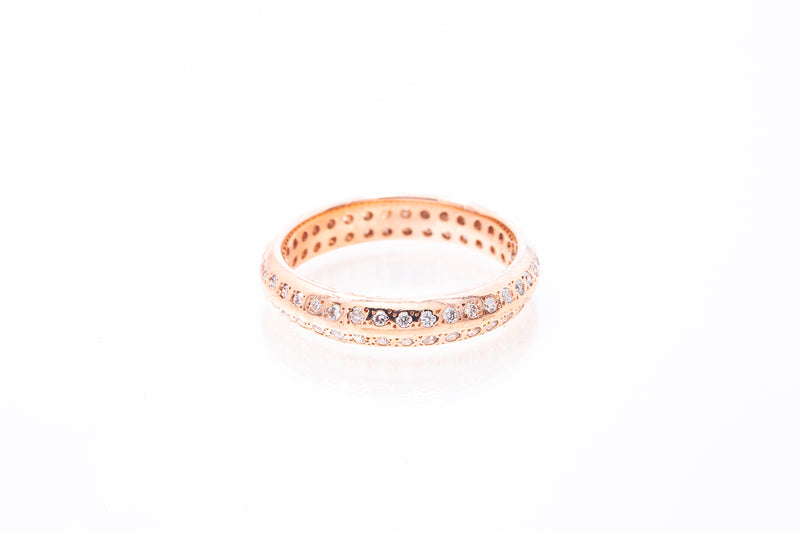 Stackable Beveled Rose Gold 14k 585 Diamond Eternity Band Ring Size 4.5