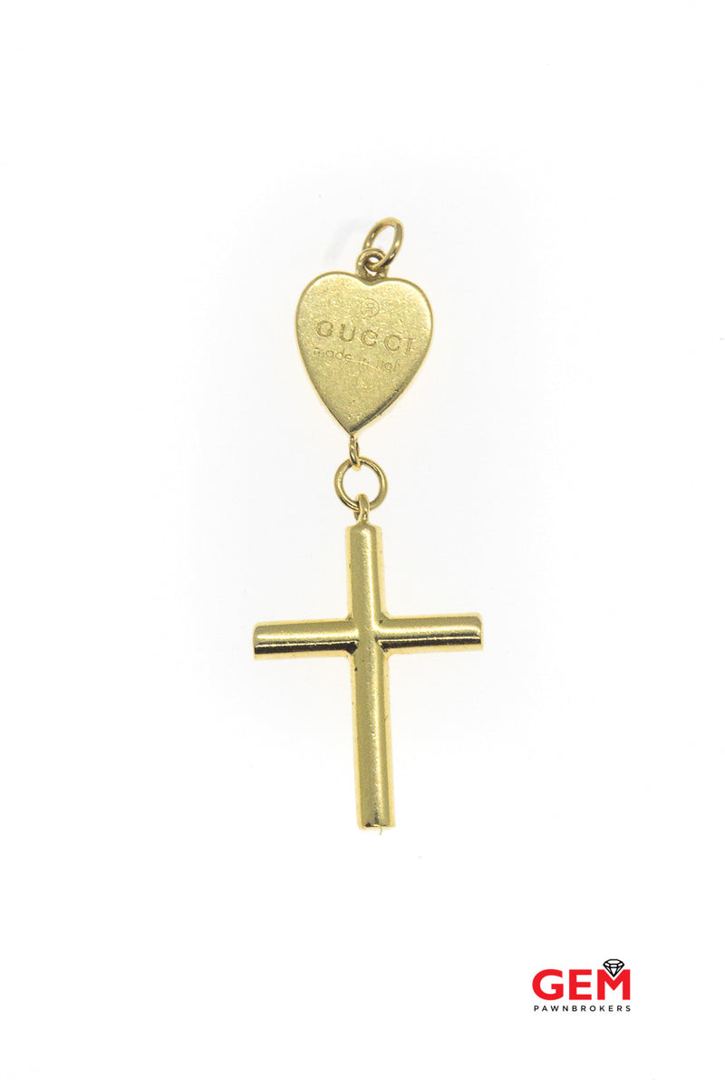 Gucci Heart & Cross Charm Pendant 18k 750 Yellow Gold