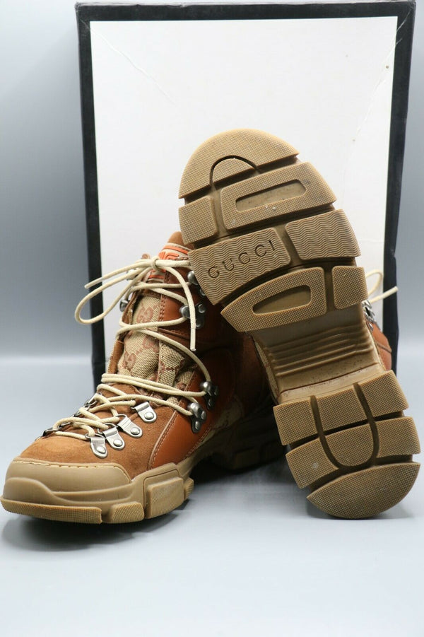 Gucci Flashtrek Journey Brown Beige High Top Hiker Boot Womens Size 36/4