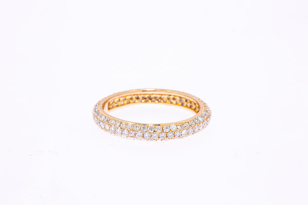 Round Diamond Three Row Stackable Diamond Eternity 14k 585 Rose Gold Ring Size 7