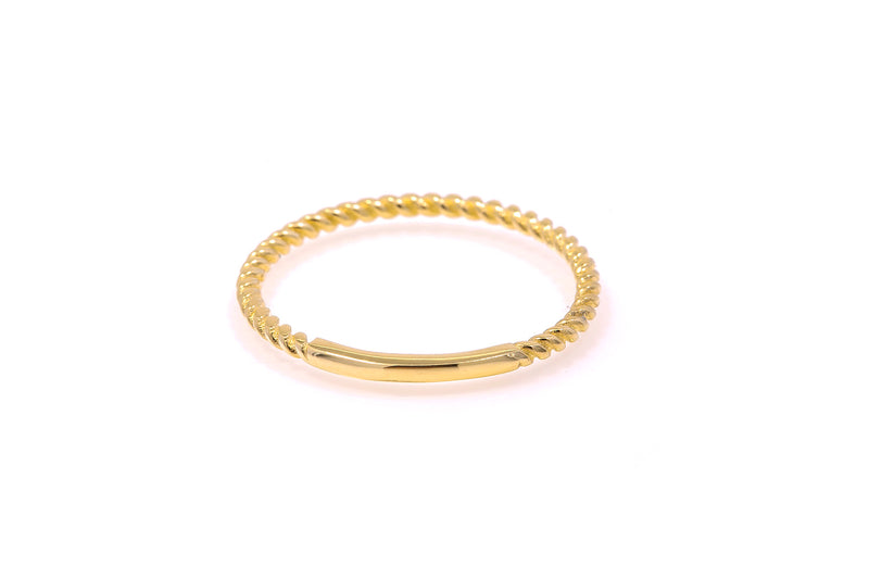 Thin Rope Design Twisted Stackable Wedding Band Ring 14k 585 Yellow Gold Size 7