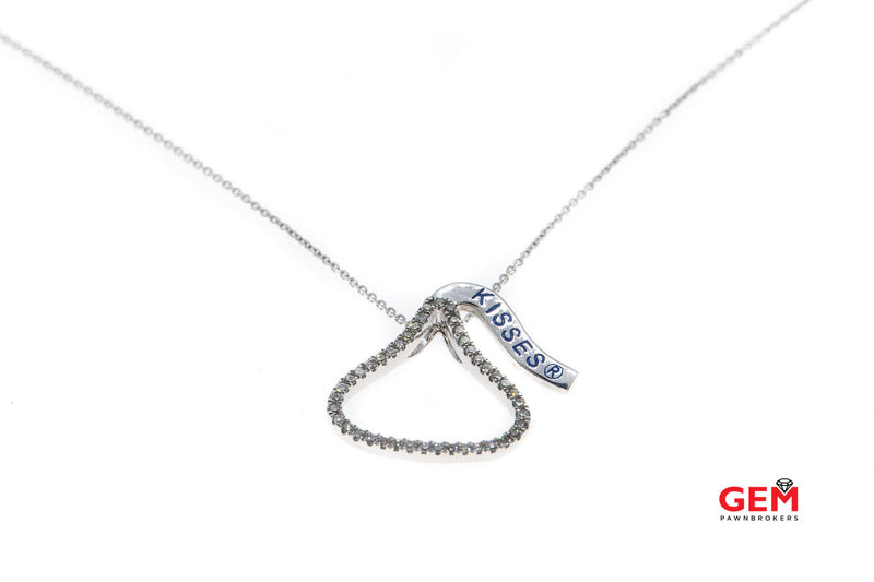 Hershey's Kisses Diamond Pave Charm 14K 585 White Gold 18.25" Chain Necklace