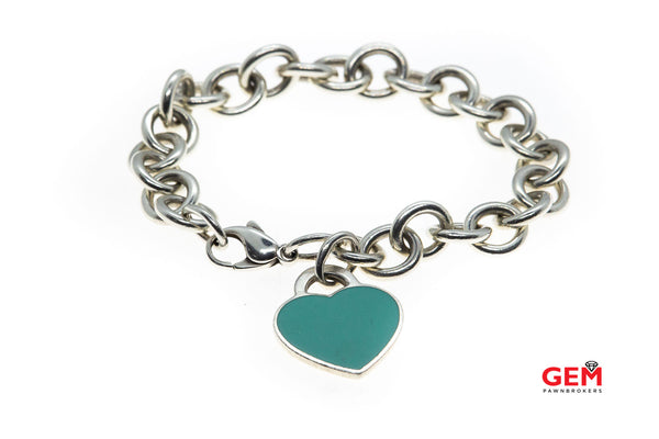 Tiffany & Co. 925 Sterling Silver Heart Charm Bracelet