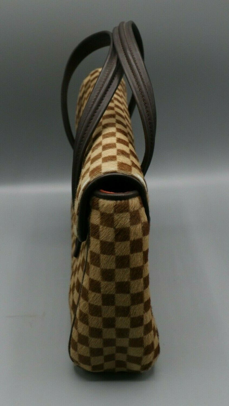 Rare Louis Vuitton Damier LV Logo Fur and Calf Skin Leather