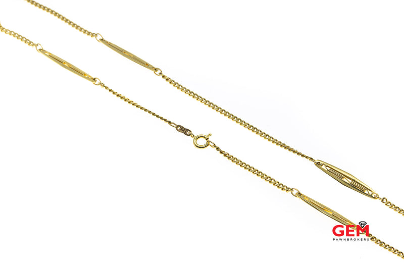 Extra Long Arezzo Italy 5mm Station Cuban Link Chain 18K 750 Yellow Gold 36.1" Necklace