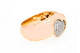 Diamond Pave Heart Band 14K 585 Rose Gold Ring Size 7