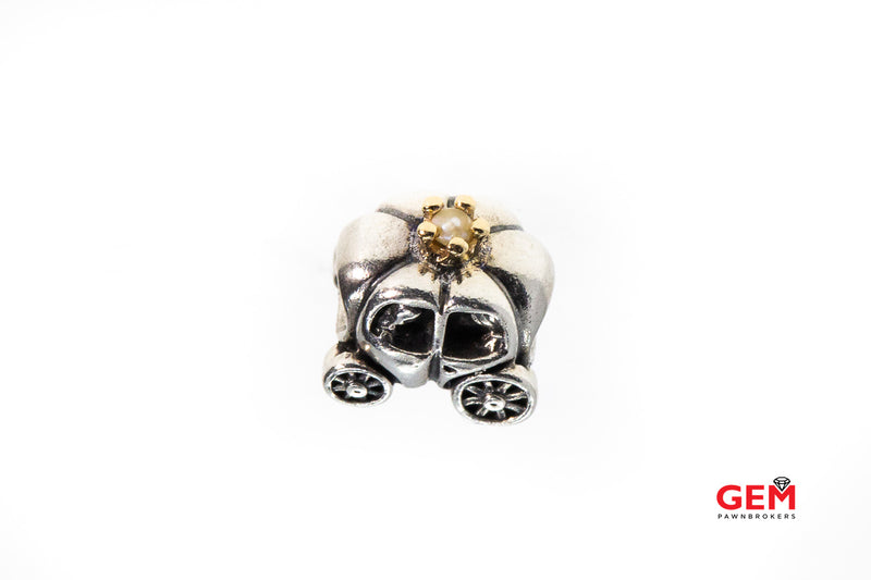 Pandora ALE Natural Pearl Royal Carriage Crown Charm 925 Sterling Silver Bead