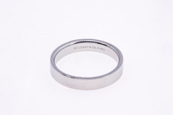 Tiffany & Co Essential 4mm Wide Flat Band Solid 950 Platinum Ring Size 8 1/2