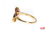 Retro S & M Natural Pink Sapphire & Diamond Bow Milgrain Accent 14K Yellow & Rose Gold Ring Size 6