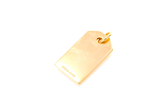 Tiffany & Co Red Enamel Heart Dog Tag Charm Pendant Red NY Letter Enamel 18k 750 Yellow Gold