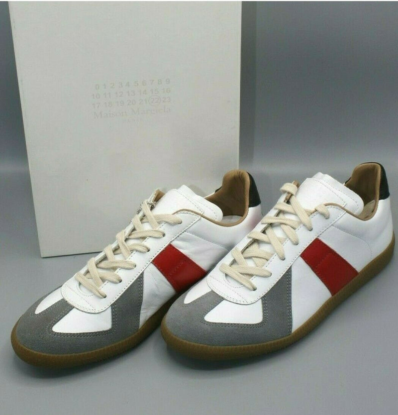 Maison Martin Margiela White Gray and Red Replica Sneakers 40 EUR / 7 US