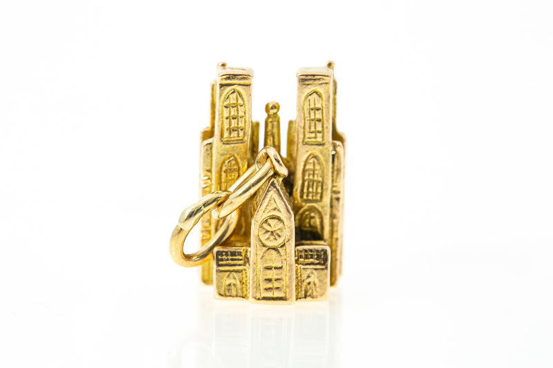 Catherdral of St Michael Tourist Brussels Church Yellow Gold 14k 585 Charm Pendant