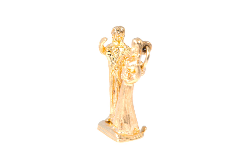 Vintage Moving Parts Married Couple Wedding 14k 585 Yellow Gold Charm Pendant