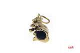 Sitting Kitty Cat & Bow Tie Animal Lovers Charm 14K 585 Yellow Gold Drop Pendant