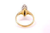Antique Navette Diamond Cluster Cocktail Ring 14k 585 Yellow White Gold Sz 4.5