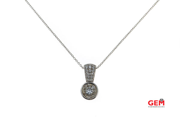 Effy 14K White Gold 585 Diamond 0.53ctw Cluster Pendant 16" Chain Necklace