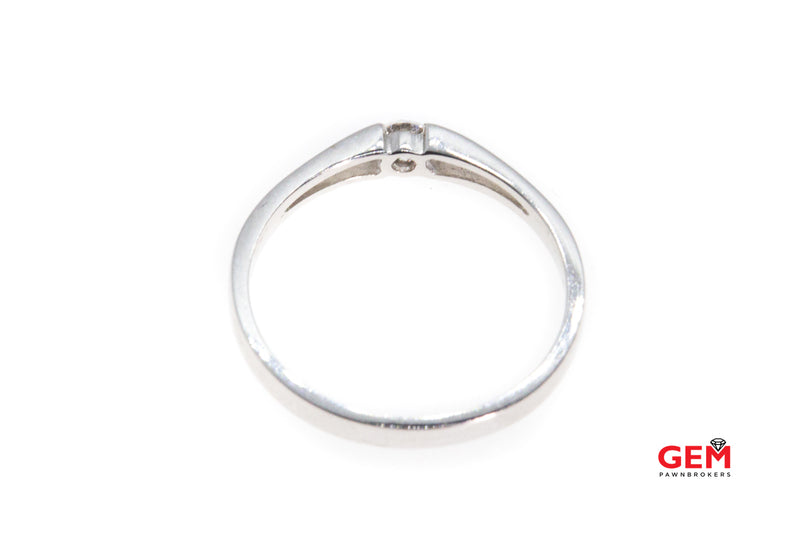 GJ Inc Raised Diamond Solitaire Pierced Thin Setting Tension Set Wedding Band 18K 750 White Gold Ring Size 5 3/4