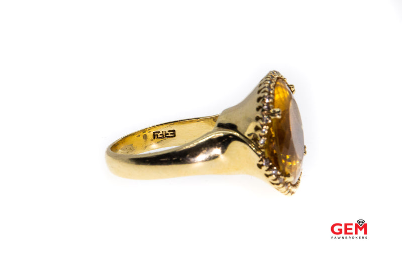 Effy Natural Citrine & Diamond Accent Flower Petal 14K 585 Yellow Gold Ring Size 5 3/4