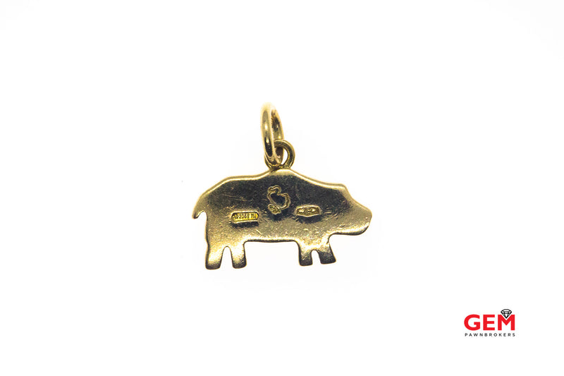 Italy Milano Pig Wild Boar Animal Cinghiale Solid 18K Yellow Gold Hog Pendant