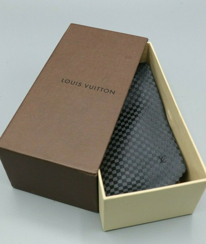 LOUIS VUITTON Dark Gray Logo LV mini Damier Men's Silk Tie