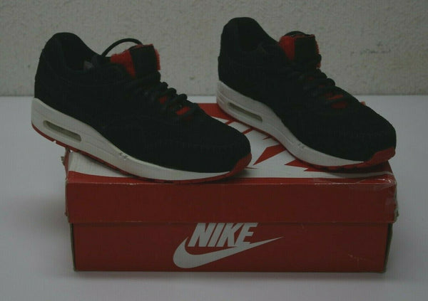 Air Max 1 PRM Sherpa Suede Fur Black Action Red 454746 010