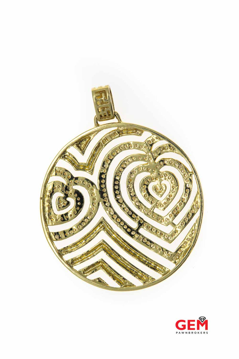 EFFY 14k Diamond Yellow Gold 585 Motif Open Heart Charm Pendant