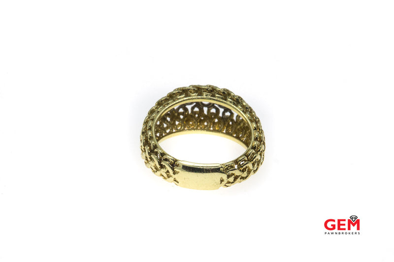 Braided Filigree Chain Link Motif 18K 750 Yellow & White Gold 5 Stone Diamond Ring Size 7