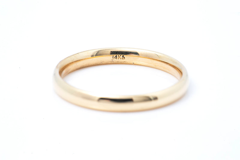 Plain Domed Stackable 14k 585 Yellow Gold Wedding Band Ring Size 6 1/2