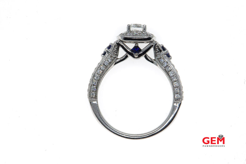 Vera Wang Love 14 KT Solid White Gold Sapphire Diamond Ring Size 6.5