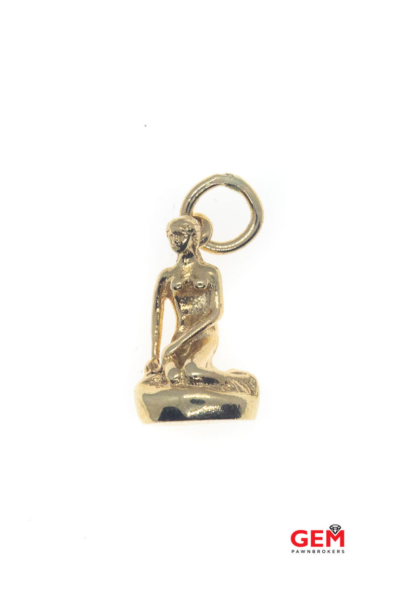 Signed Bernhard Hertz Vintage Denmark Mermaid 14kt Yellow Gold Charm 585