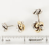 14 KT Yellow Gold 925 Sterling Silver Knot Cufflinks