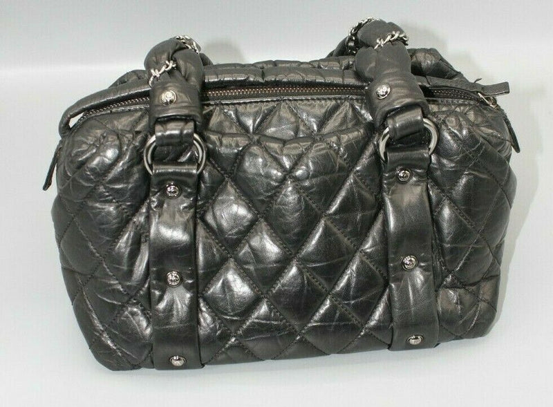 Vintage Chanel Lady Braid Bowler Small Bag Black Quilted Leather (10459853)