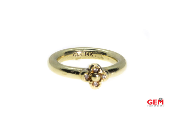 Vail Designer 14K Yellow Gold Flower Petal Diamond Ring Size 5.5