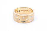 Vintage Crescent Moon & Stars Celestial Motif 14k 585 Two Tone Gold Ring Sateen Size 6