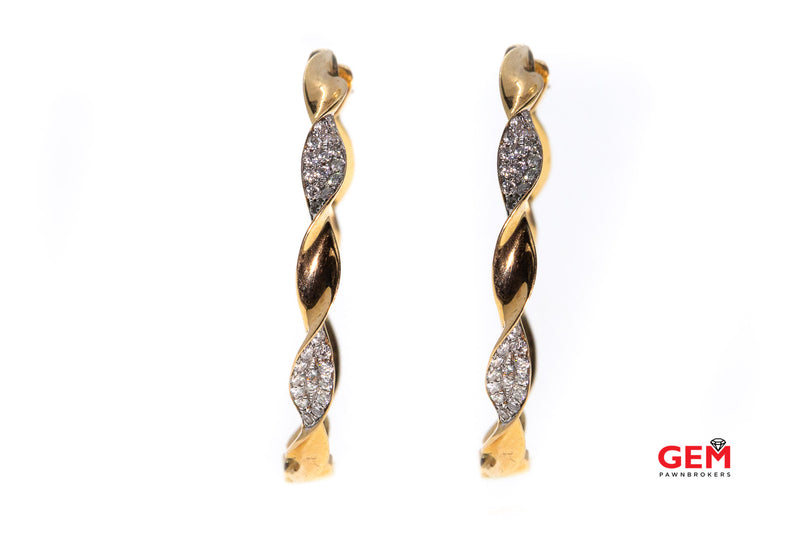 Tisted Rope Design 18kt Diamond Rose 18k 750 Gold Earrings