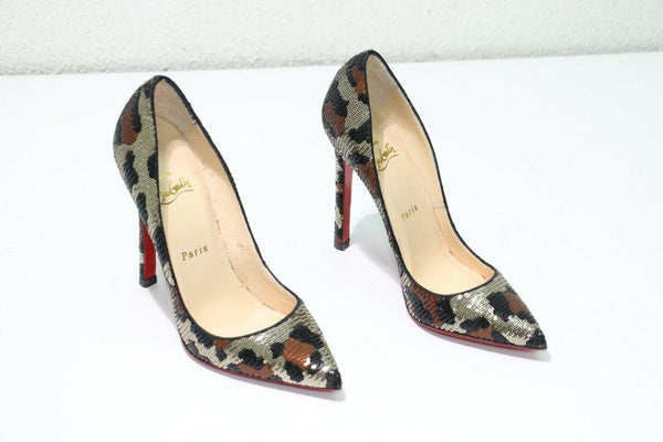 Christian Louboutin Pigalle 120mm Leopard Print Sequined Size 36.5(EUR) Pumps