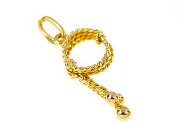 Lasso Rope Cowboy Tool Braided 750 18k Yellow Gold Charm Pendant