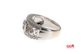 Princess Tanzanite & Round Diamond Milgrain Accent Hearts 14K 585 White Gold Ring Size 6 1/2
