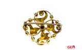 14 KT Yellow Gold Green Enamel Pearl Pin Brooch