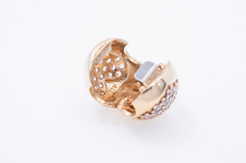 Pandora Pave Heart Clip Bead Clip Charm CZ 14k G585 Yellow Gold E