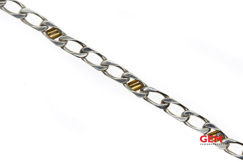 Tiffany & Co. Curb Link Solid 925 Sterling Silver & 18K 750 Yellow Gold Bracelet