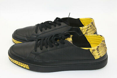 Gucci Black Yellow Leather Python Trim Men's Sneakers Size 12