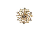 Art Nouveau Pearl Filigree Brooch & Charm 14K 585 Yellow Gold Lapel Pin