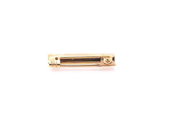 Vintage Flower Motif Mini Bar Lapel Pin Brooch 10k 417 Yellow Gold a
