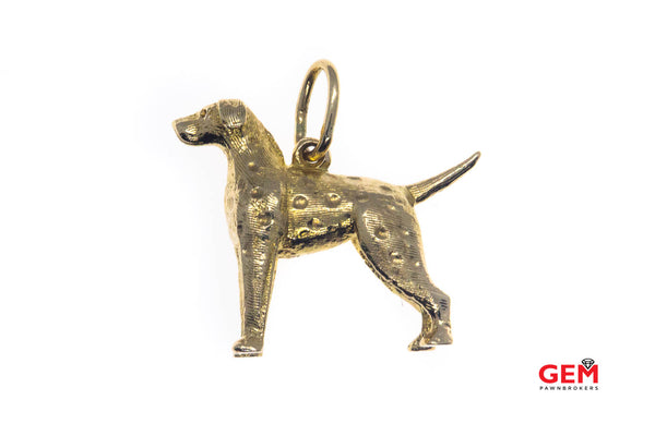 Dalmatian Dog Pet Animal Solid 14K 585 Yellow Gold Charm Pendant