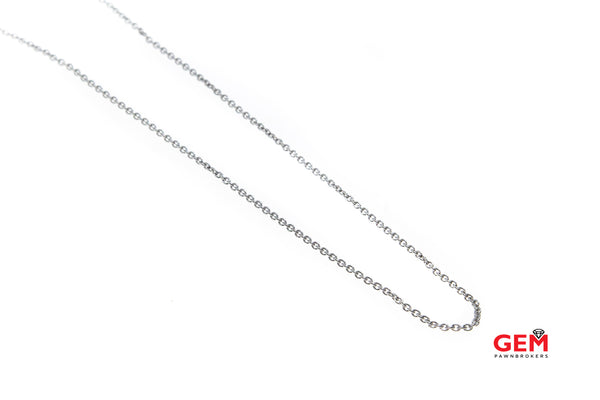 Designer Fancy Lock 1.9mm Chain Link 18K 750 White Gold 17.5" Necklace