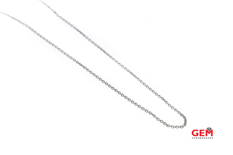 Designer Fancy Lock 1.9mm Chain Link 18K 750 White Gold 17.5" Necklace