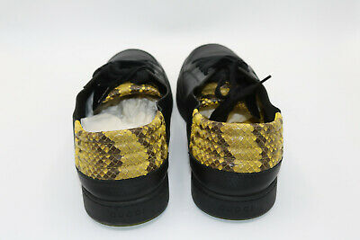 Gucci Black Yellow Leather Python Trim Men's Sneakers Size 12