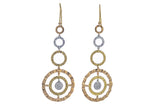 Nehita Jackie Dangling Diamond 18K 750 Yellow White & Rose Gold Pair Earrings